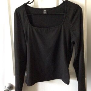 SHEIN Fitted Black Blouse with Long Sleeves